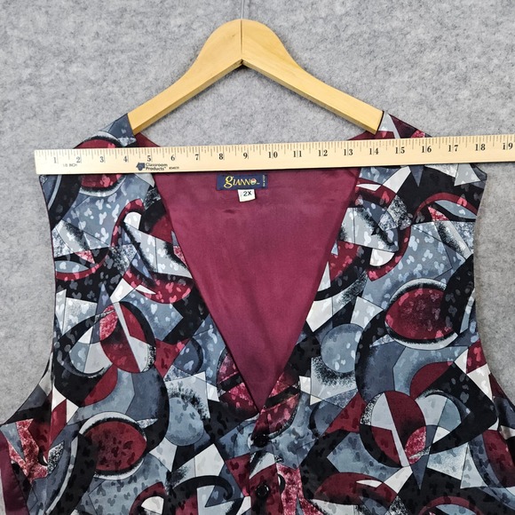 Gianno Abstract Art to Wear Vest Waistcoat Button Front Top 2X BUTTONHOLE FLAW - Picture 3 of 7